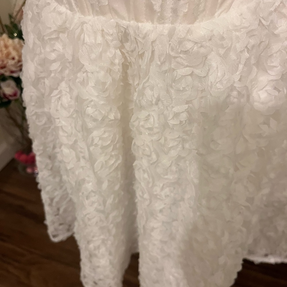 Lulu's White Square-Neck Textured Floral Mini Dress - Picture 3 of 9